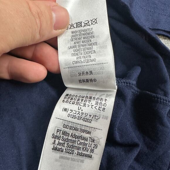 Lacoste Hoodie Mens 2XL Sleepwear Embossed Croc Logo Navy Blue Pullover Lounge - Picture 9 of 14